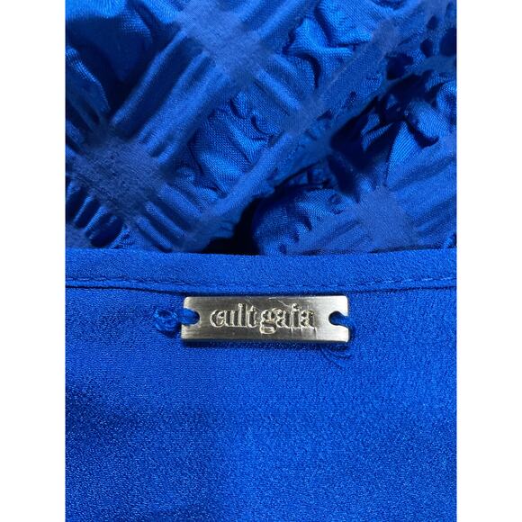 Cult Gaia 'Castila' Blue Crepe Embellished Dress Size L - Picture 4 of 5